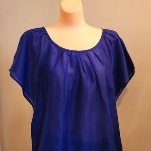 Banana Republic Women's Small Royal Blue Short Sleeve Silk Blouse